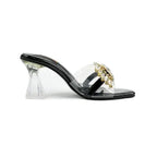  Black Heels with Crystal and Gold Glam SNS-92401