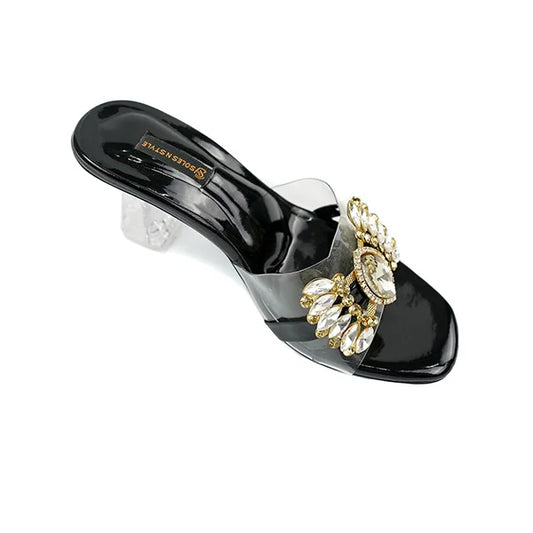 Black Heels with Crystal and Gold Glam ( SNS-92401)