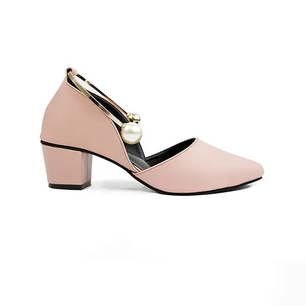  Luxurious Pink Heels with Pearl and Gold Details SNS-92406