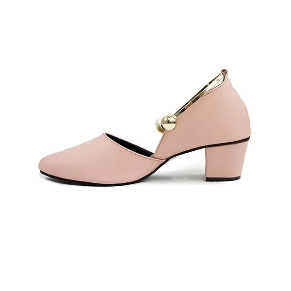  Luxurious Pink Heels with Pearl and Gold Details SNS-92406