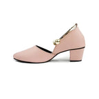  Luxurious Pink Heels with Pearl and Gold Details SNS-92406