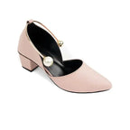  Luxurious Pink Heels with Pearl and Gold Details SNS-92406