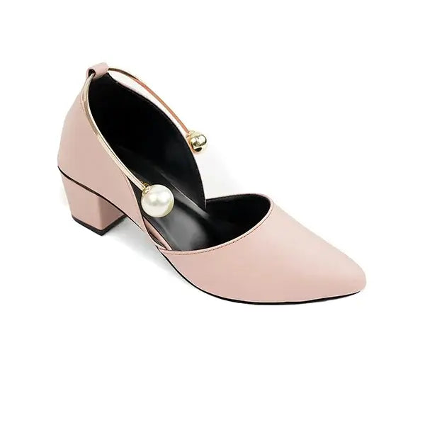  Luxurious Pink Heels with Pearl and Gold Details SNS-92406
