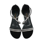 Shimmering Black Strappy Sandals with Rhinestone Shine SNS-924010