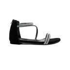 Shimmering Black Strappy Sandals with Rhinestone Shine SNS-924010