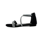 Shimmering Black Strappy Sandals with Rhinestone Shine SNS-924010