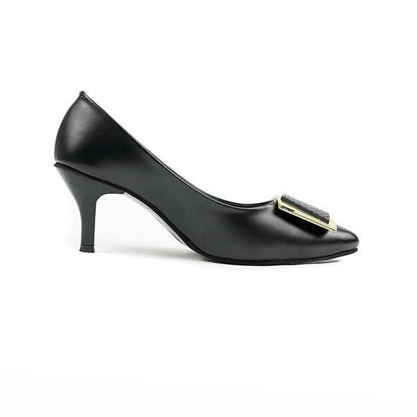 Sleek Black Pumps with Buckle Up and Sharp Pointed Toe( SNS-924012)