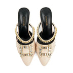  Sleek Nude Mules with Luxurious Gold Accents SNS-924013