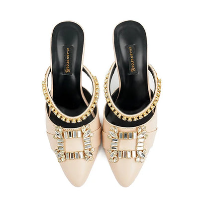 Sleek Nude Mules with Luxurious Gold Accents( SNS-924013)