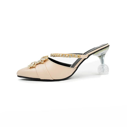 Sleek Nude Mules with Luxurious Gold Accents( SNS-924013)