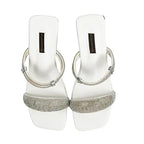  Sleek White Mules with Square Toe heel SNS-924014