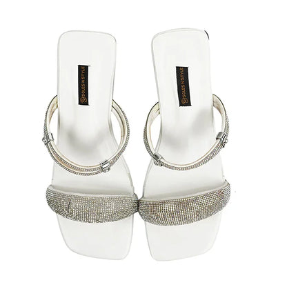 Sleek White Mules with Square Toe heel( SNS-924014)