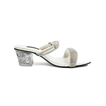Sleek White Mules with Square Toe heel( SNS-924014)