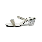  Sleek White Mules with Square Toe heel SNS-924014