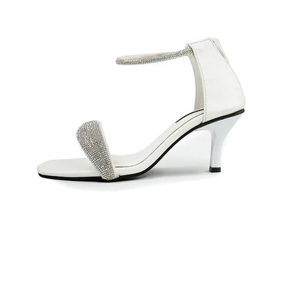 White Glitter-Embellished Strappy heels( SNS-924016)