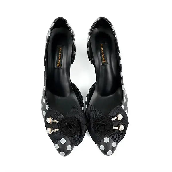 sophisticated Polka Dot Kitten Heel Pumps SNS-924015