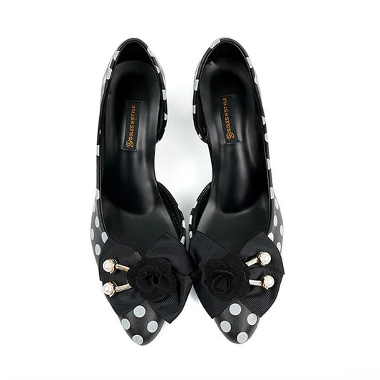sophisticated Polka Dot Kitten Heel Pumps( SNS-924015)