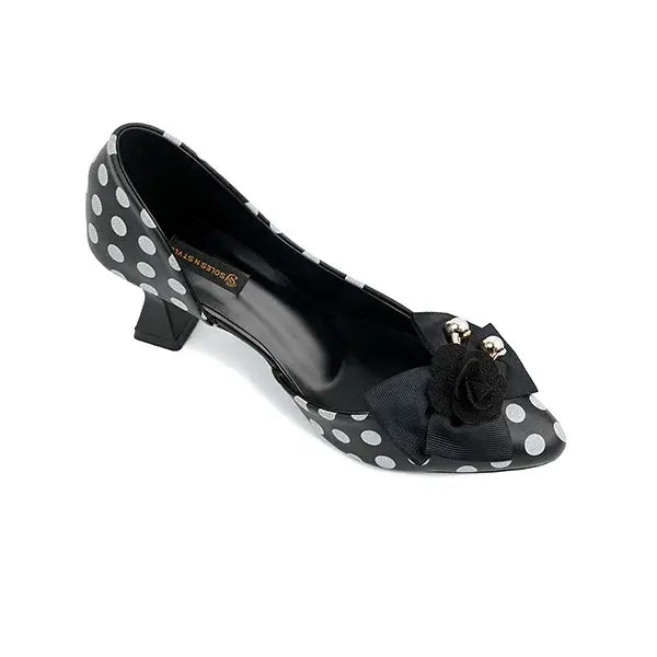 sophisticated Polka Dot Kitten Heel Pumps SNS-924015