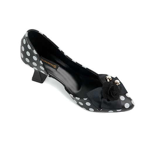 sophisticated Polka Dot Kitten Heel Pumps( SNS-924015)